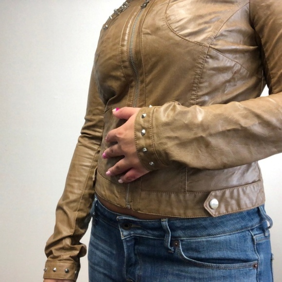 Bernardo Brown Studded Leather Jacket - Picture 3 of 5